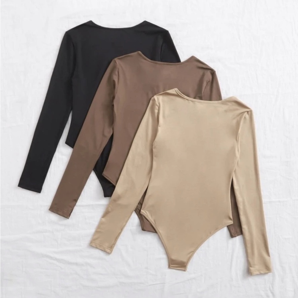 NWT Set of 3 SHEIN Solid Tee Bodysuits sz 6